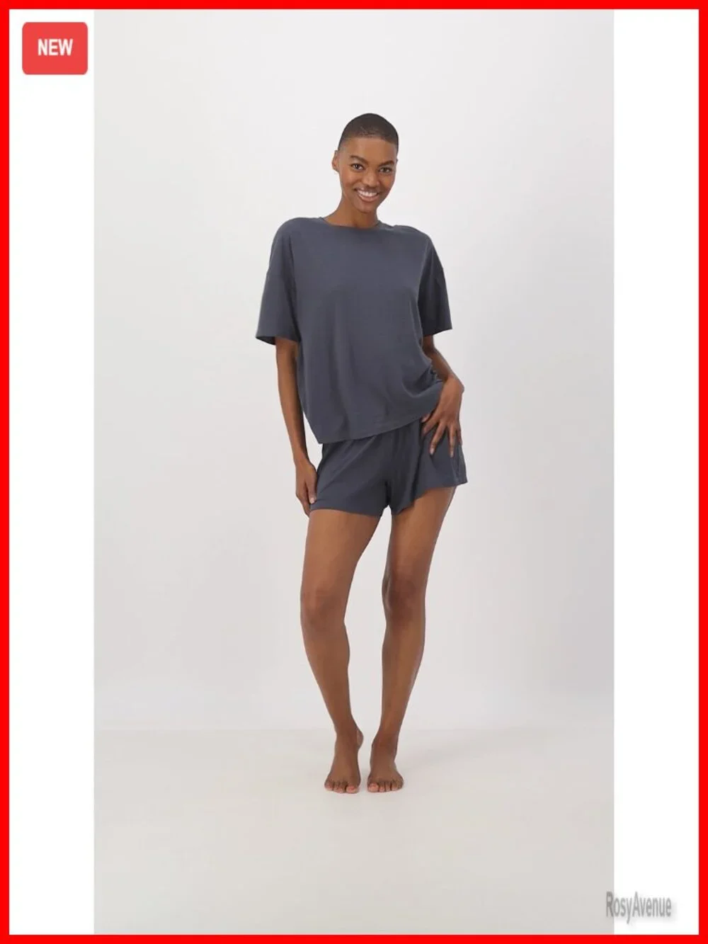Women's Pajama Set - Cotton Blend - Short Sleeve - Lounge Shorts
